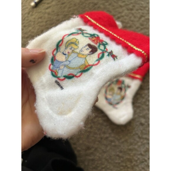 2 Vintage Disney Ornament Or Mini Stocking Cinderella And Prince Charming - Picture 4 of 6